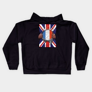 France Flag Great Britain Flag Ripped - Gift for French From France Kids Hoodie